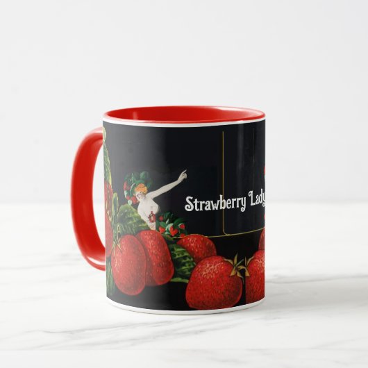 FRAU UND STRAWBERRIES Art Nouveau Strawberry Lady Tasse (Vorderseite Links)