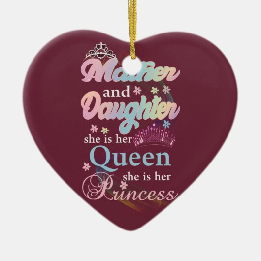 Frau und Tochter, sie ist ihre Königin. Keramik Ornament (Vorne)