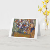Frau und Vase der Blume, Edgar Degas Karte (Gelbe Blume)