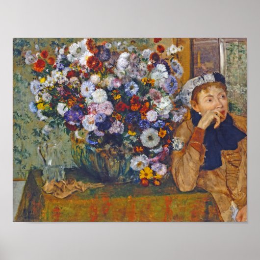 Frau und Vase der Blume, Edgar Degas Poster (Vorne)