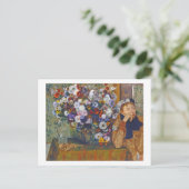 Frau und Vase der Blume, Edgar Degas Postkarte (Stehend Vorderseite)
