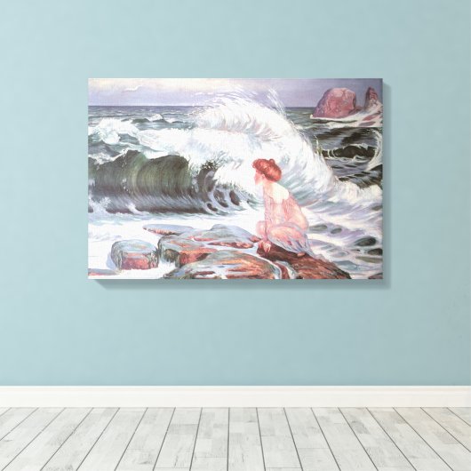 Frau und Wave by the Beach (Frantisek Kupka) Leinwanddruck (Insitu (Holzboden))