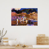 Frau und Weiße Pferde von Gauguin Poster (Küche)
