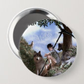 Frau und Wolf-Knopf Button (Vorne & Hinten)