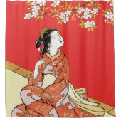 Frau unter Kirschblüten Duschvorhang (Vorderseite)