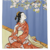 Frau unter Kirschblüten Duschvorhang (Vorderseite)