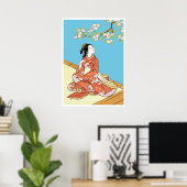 Frau unter Kirschblüten Poster (Heimbüro)