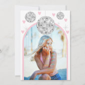 Frau Valentines Heart Disco Brautparty Einladung (Rückseite)