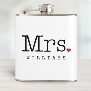 Frau Vintag Black Personalisiert Wedding Monogram Flachmann