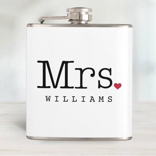 Frau Vintag Black Personalisiert Wedding Monogram Flachmann