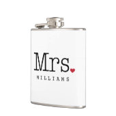 Frau Vintag Black Personalisiert Wedding Monogram Flachmann (Links)