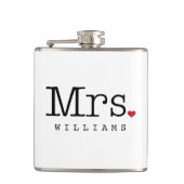 Frau Vintag Black Personalisiert Wedding Monogram Flachmann (Vorderseite)