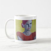 Frau Vintage gelber Hintergrund Kaffeetasse (Links)