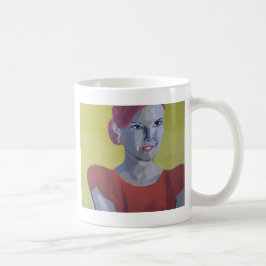 Frau Vintage gelber Hintergrund Kaffeetasse