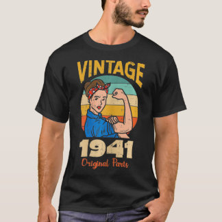 Frau Vintage Starke Frau 1941 80 Jahre Alt 80. T-Shirt