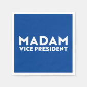 Frau Vizepräsidentin, blaue, moderne Typografie Serviette (Vorderseite)