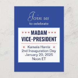 Frau Vizepräsidentin Kamala Harris 2d Einweihung Postkarte