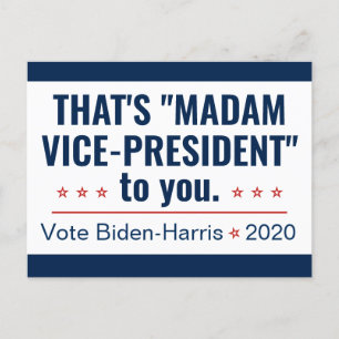 Frau Vizepräsidentin Kamala Harris Biden 2020 Postkarte