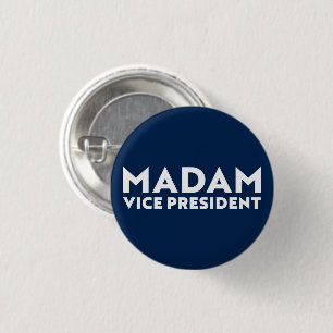 "Frau Vizepräsidentin" kamala harris blau Button
