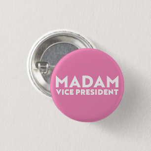 "Frau Vizepräsidentin! kamala harris pink weiß Button