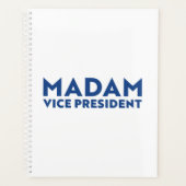 Frau Vizepräsidentin! Weiß blaue moderne Typografi Planer (Vorderseite)