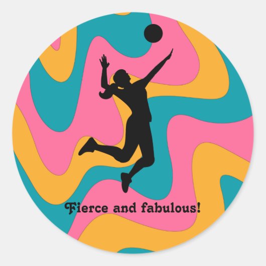 Frau Volleyball Player Beach Volleyball Runder Aufkleber (Vorderseite)