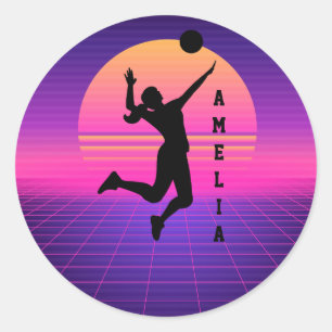 Frau Volleyball Player Beach Volleyball Runder Aufkleber