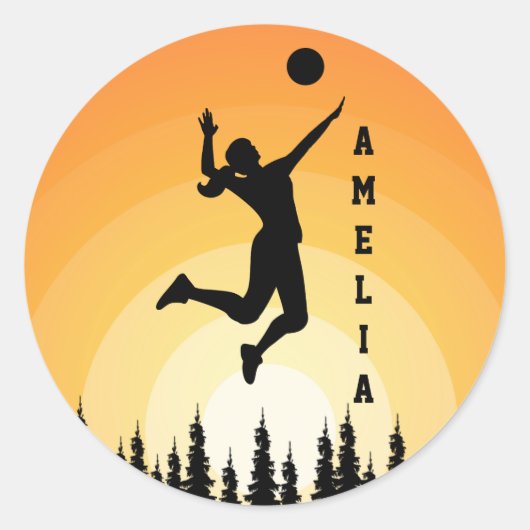 Frau Volleyball Player Beach Volleyball Runder Aufkleber (Vorderseite)