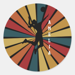 Frau Volleyball Player Beach Volleyball Runder Aufkleber