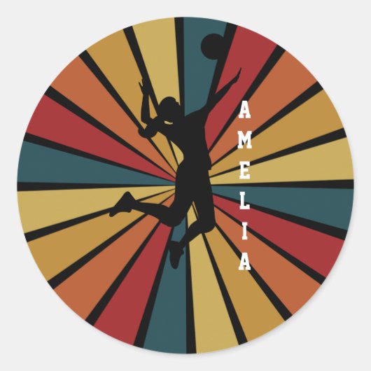 Frau Volleyball Player Beach Volleyball Runder Aufkleber (Vorderseite)