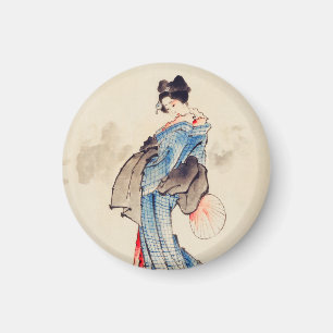 Frau Volllanges Portrait von Katsushika Hokusai Magnet