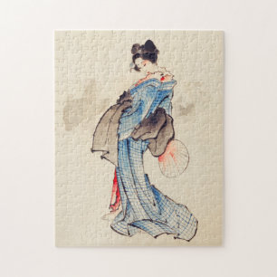 Frau Volllanges Portrait von Katsushika Hokusai Puzzle