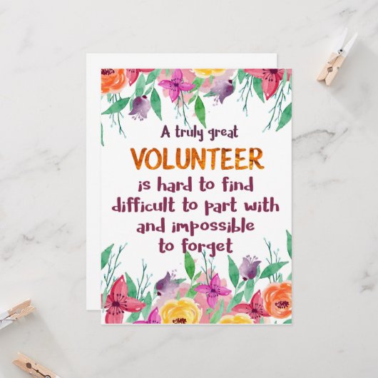 Frau Volunteer Vielen Dank für Ihr Dankeschön Karte (Vorderseite/Rückseite Beispiel)