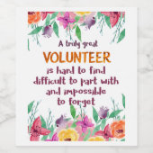 Frau Volunteer Vielen Dank für Ihr Dankeschön Weinetikett (Einzelnes Label)