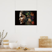 Frau von Blätter und Blume Poster (Küche)