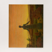 Frau vor aufsteigender Sonne, Morgenlicht Puzzle (Vertikal)