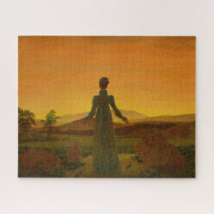 Frau vor aufsteigender Sonne, Morgenlicht Puzzle