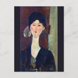 Frau vor der Tür von Amedeo Modigliani Postkarte