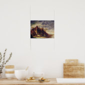 Frau vor einer Hütte Poster (Küche)