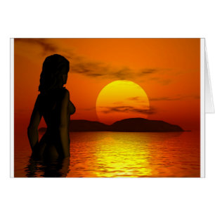 Frau vor Sonnenuntergang