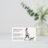 Frau Walking Dog | Tierbetreuer Visitenkarte (Stehend Vorderseite)