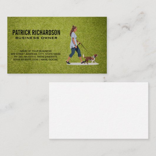 Frau Walking Dog | Turf Visitenkarte (Vorne/Hinten)