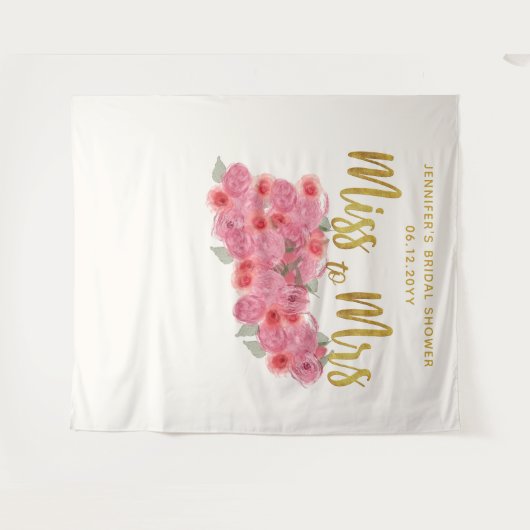 Frau Wall von Rose Boho Chic Bridal Hintergrund Wandteppich (Vorderseite (Horizontal))