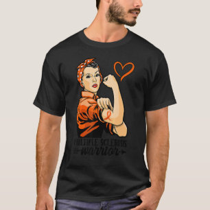 Frau Warrior trägt orange Multiple Sklerose A T-Shirt