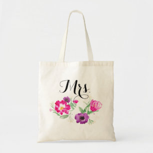 Frau Watercolor Flowers Tote Tragetasche