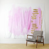 Frau Watercolor Pink Boho Chic Bridal Hintergrund Wandteppich (Beispiel (Horizontal))