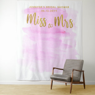 Frau Watercolor Pink Boho Chic Bridal Hintergrund Wandteppich