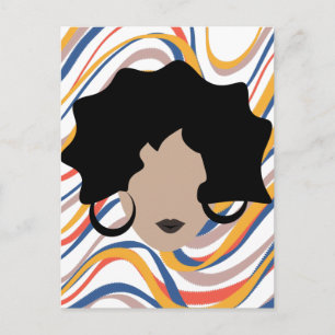 Frau Wavy Black History Stylist Schönheitsgesicht Postkarte