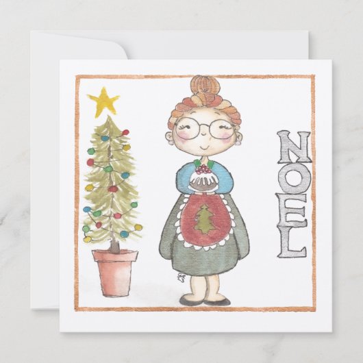 Frau Weihnachten Weihnachtskarte (Vorderseite)