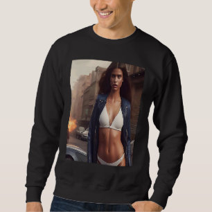 Frau Weißer Bikini Sieht Glamourös Aus Outfit Insp Sweatshirt